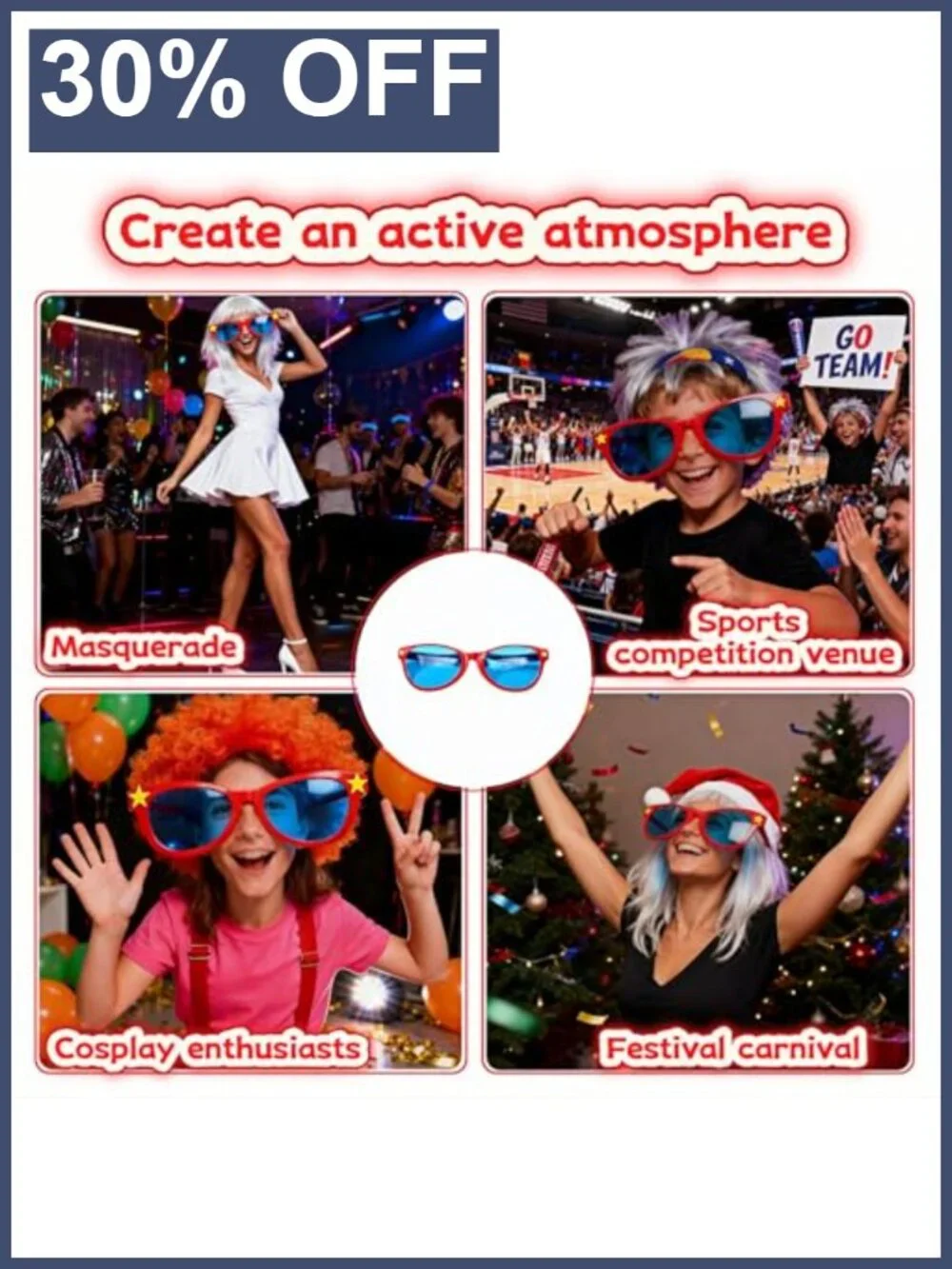Oversized Novelty Sunglasses Plastic Cosplay Halloween Costume Eyewear